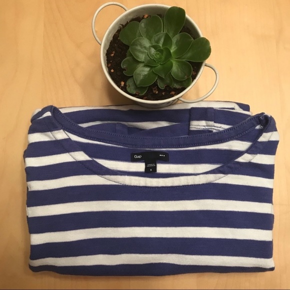 GAP Blue and White Striped 3/4 Sleeve Shift Dress - Picture 2 of 7